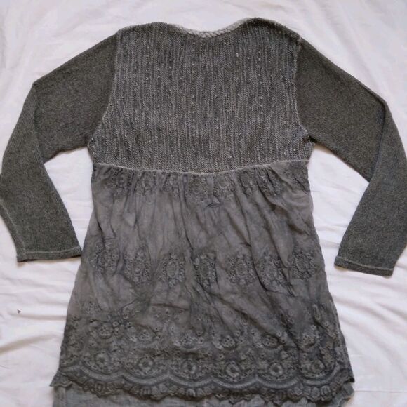 Simply Couture Top Tunic Gray Long Sleeve Lagenlook Shabby Cottage Womens 2XL - Picture 14 of 16